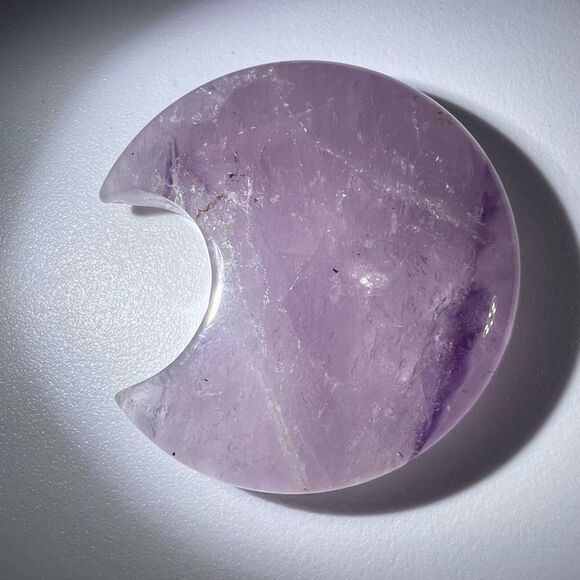 Amethyst Crystal Crescent Moon Carving Meditation Stone - Picture 3 of 9